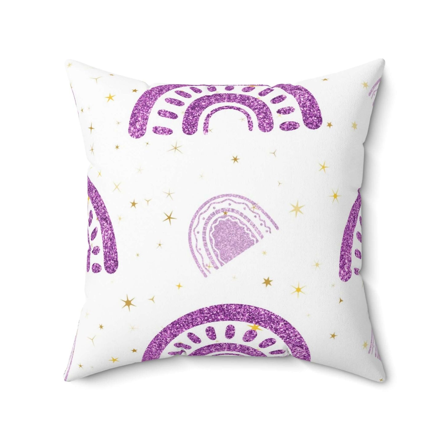 Glittery Purple Rainbow Square Pillow