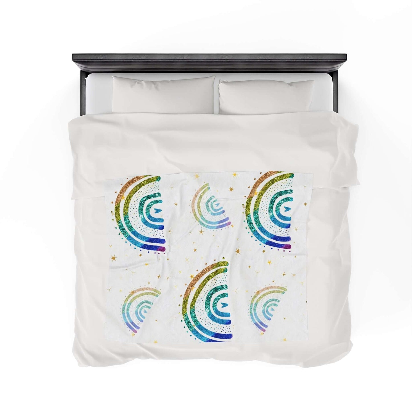 Glittery Rainbow Velveteen Plush Blanket