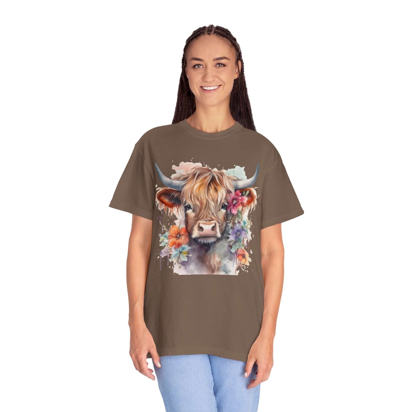Floral Baby Highland Cow Vintage T-shirt