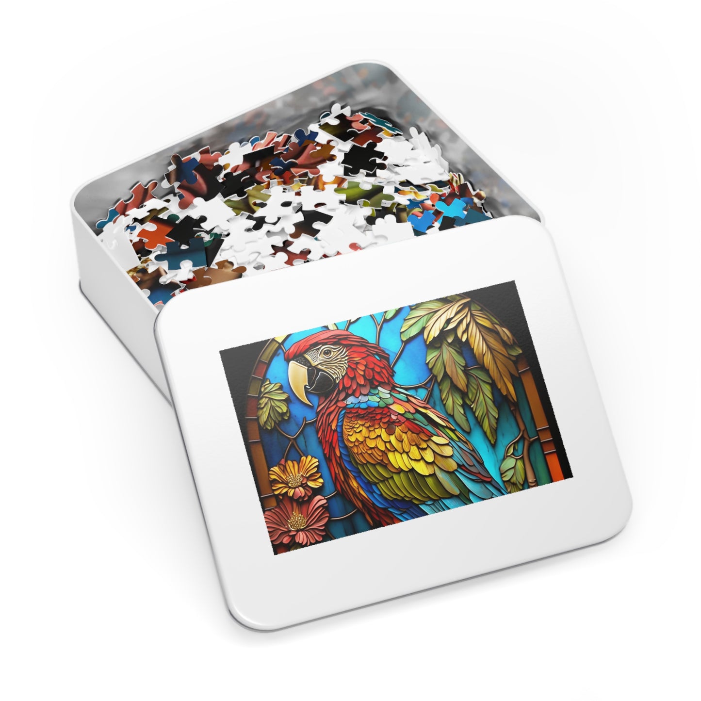 Stained Glass Colorful Macaw Jigsaw Puzzle - JOURNAL VENUE