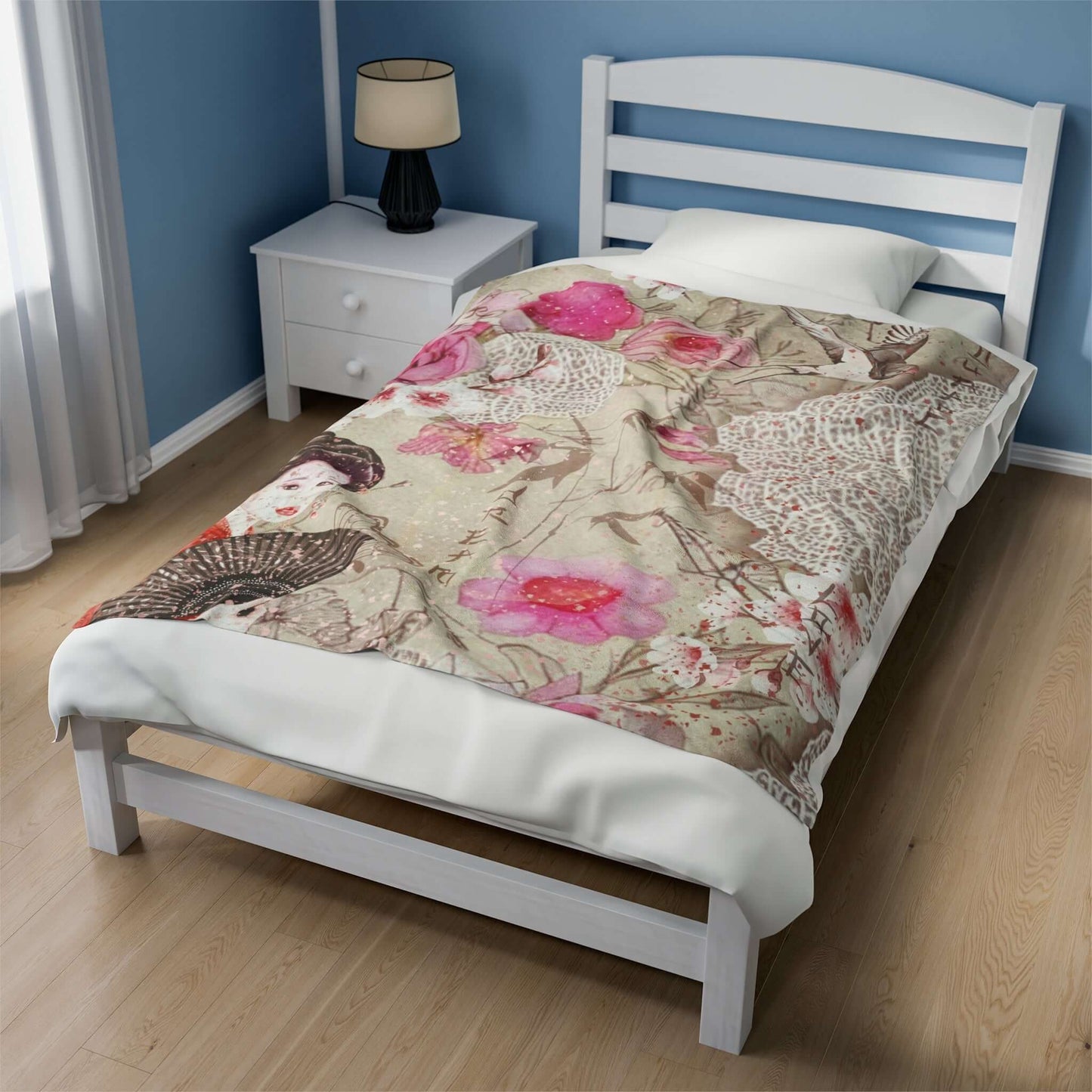 Vintage Shabby Chic Velveteen Plush Blanket