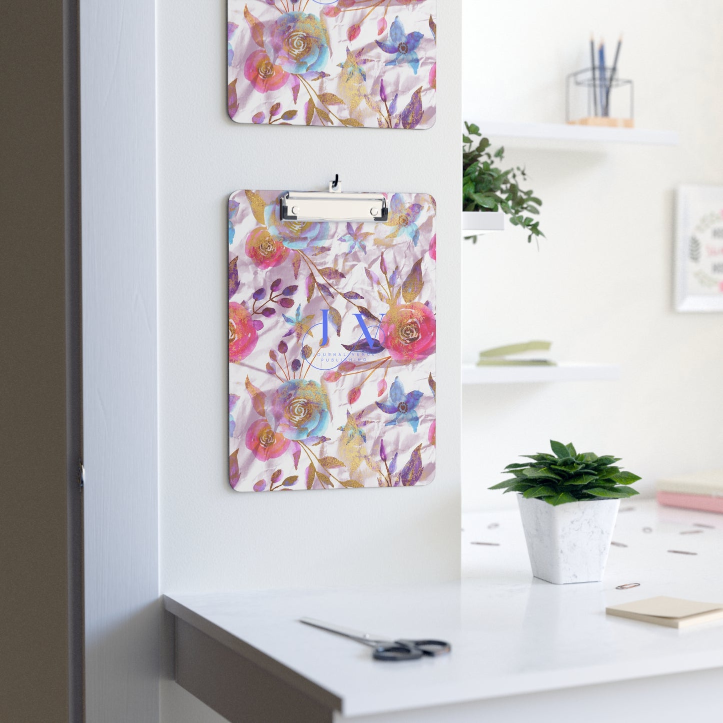 Pink Floral Office Clipboard - JOURNAL VENUE