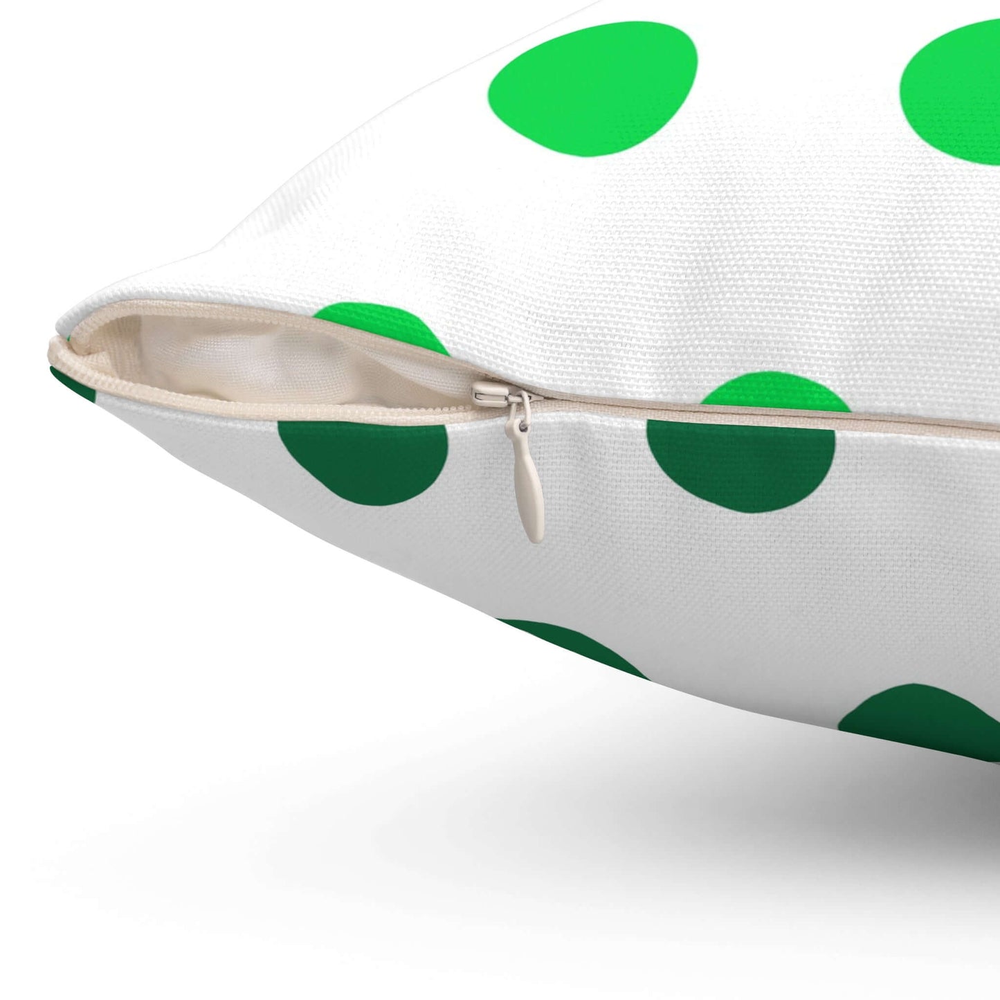 Two Tone Green Polka Dot Square Pillow