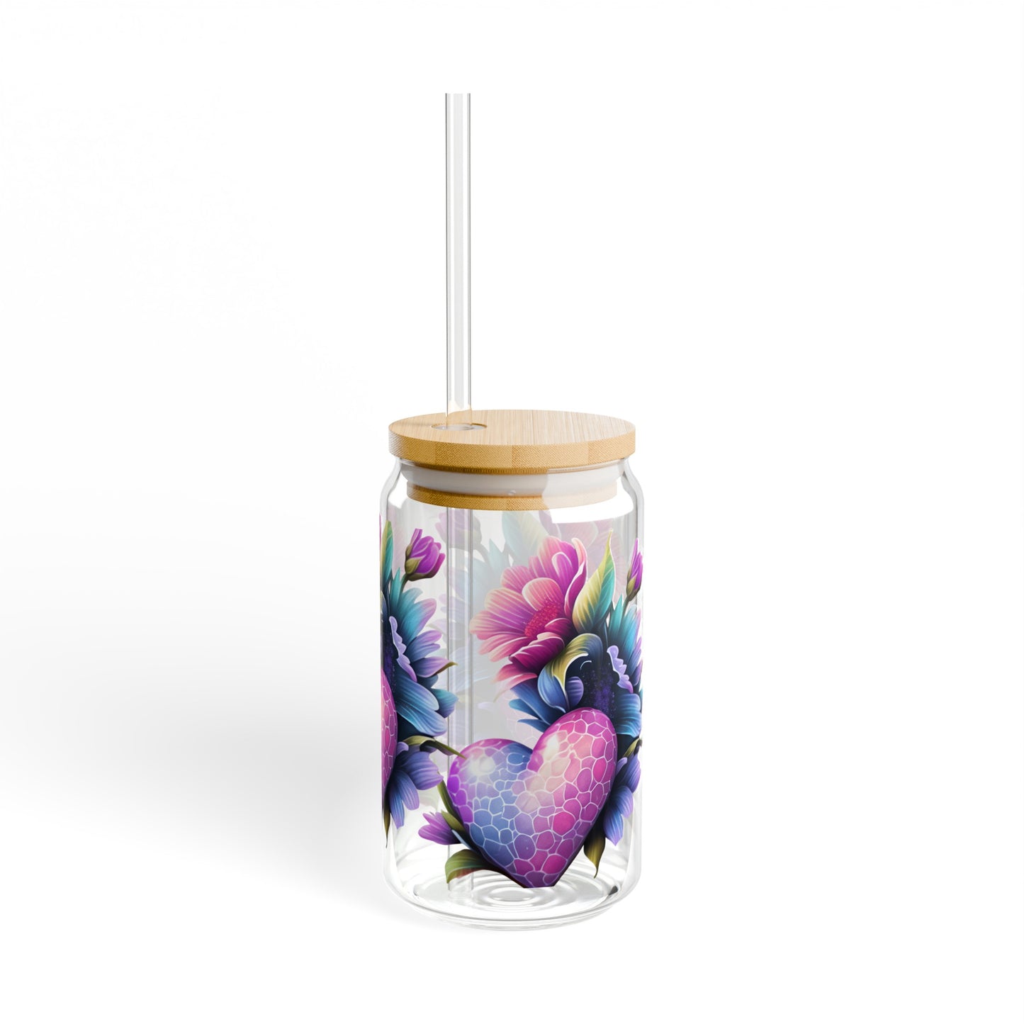Iced Bubble Tea Glass Tumbler, 16oz - With Straw