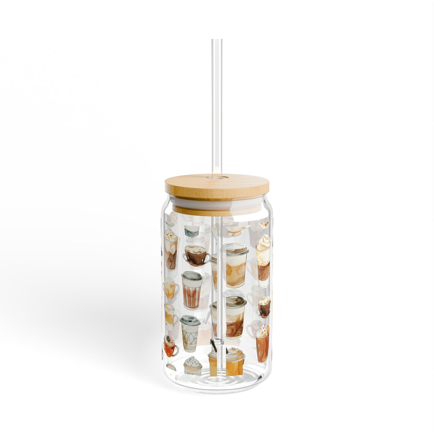 Cute Latte Iced Coffee Glass Tumbler