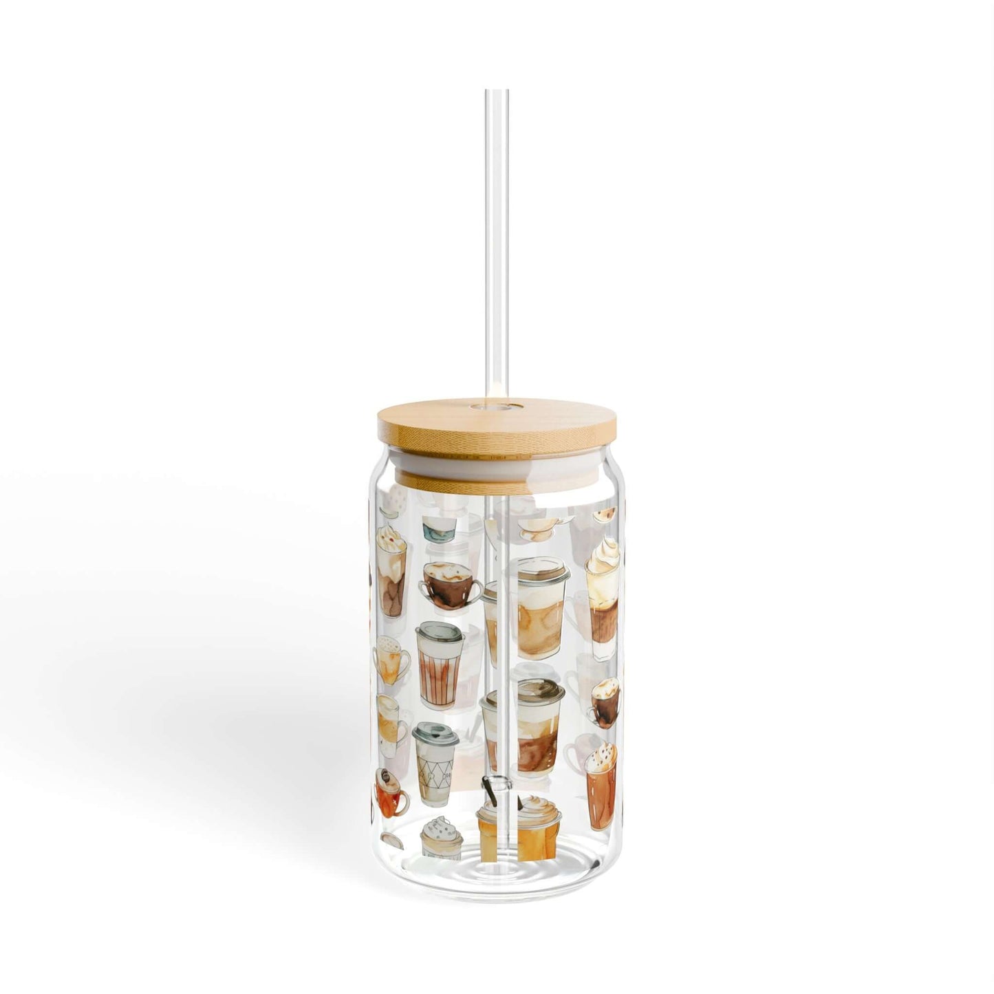 Cute Latte Iced Coffee Glass Tumbler