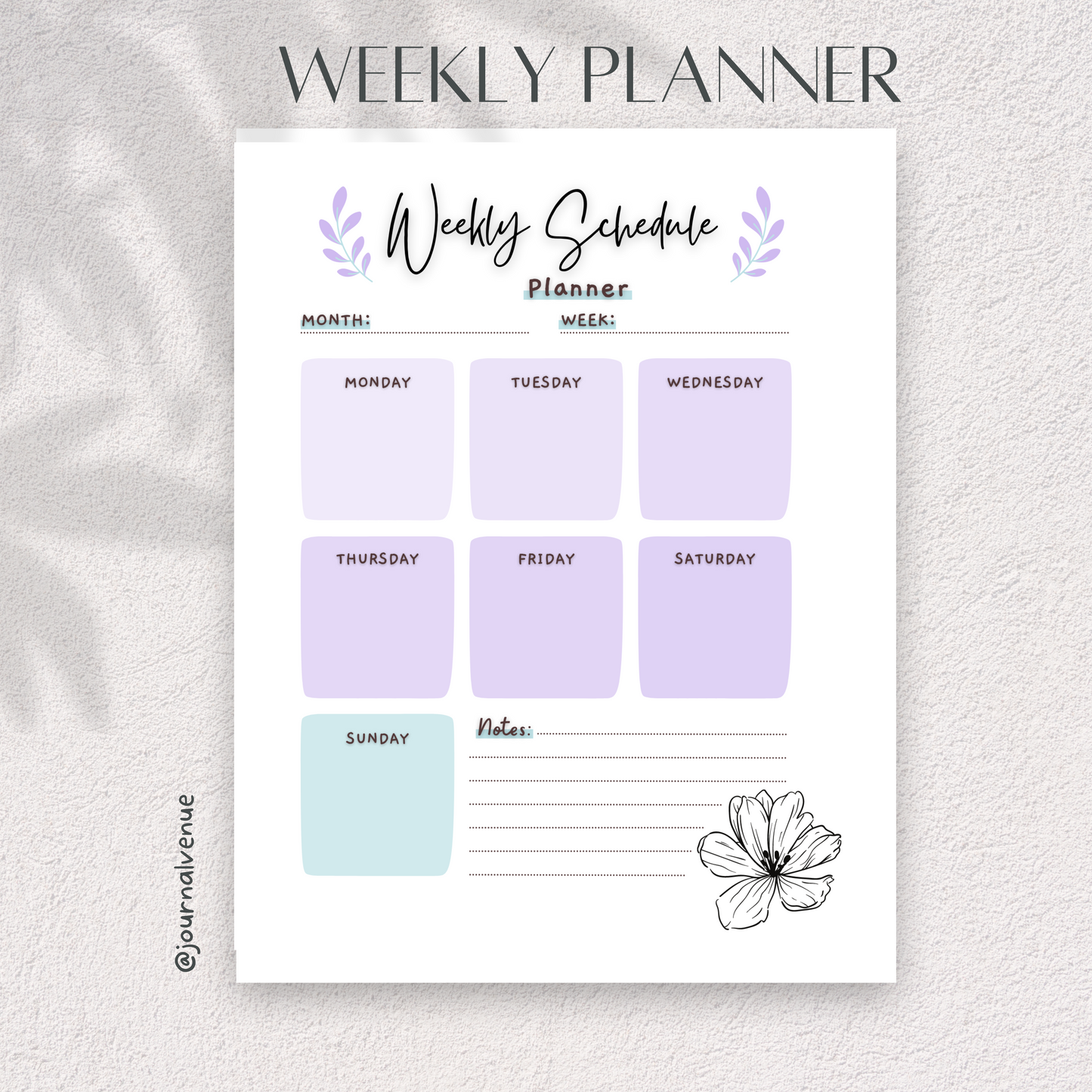 Printable Weekly Planner and Schedule Planner - JOURNAL VENUE