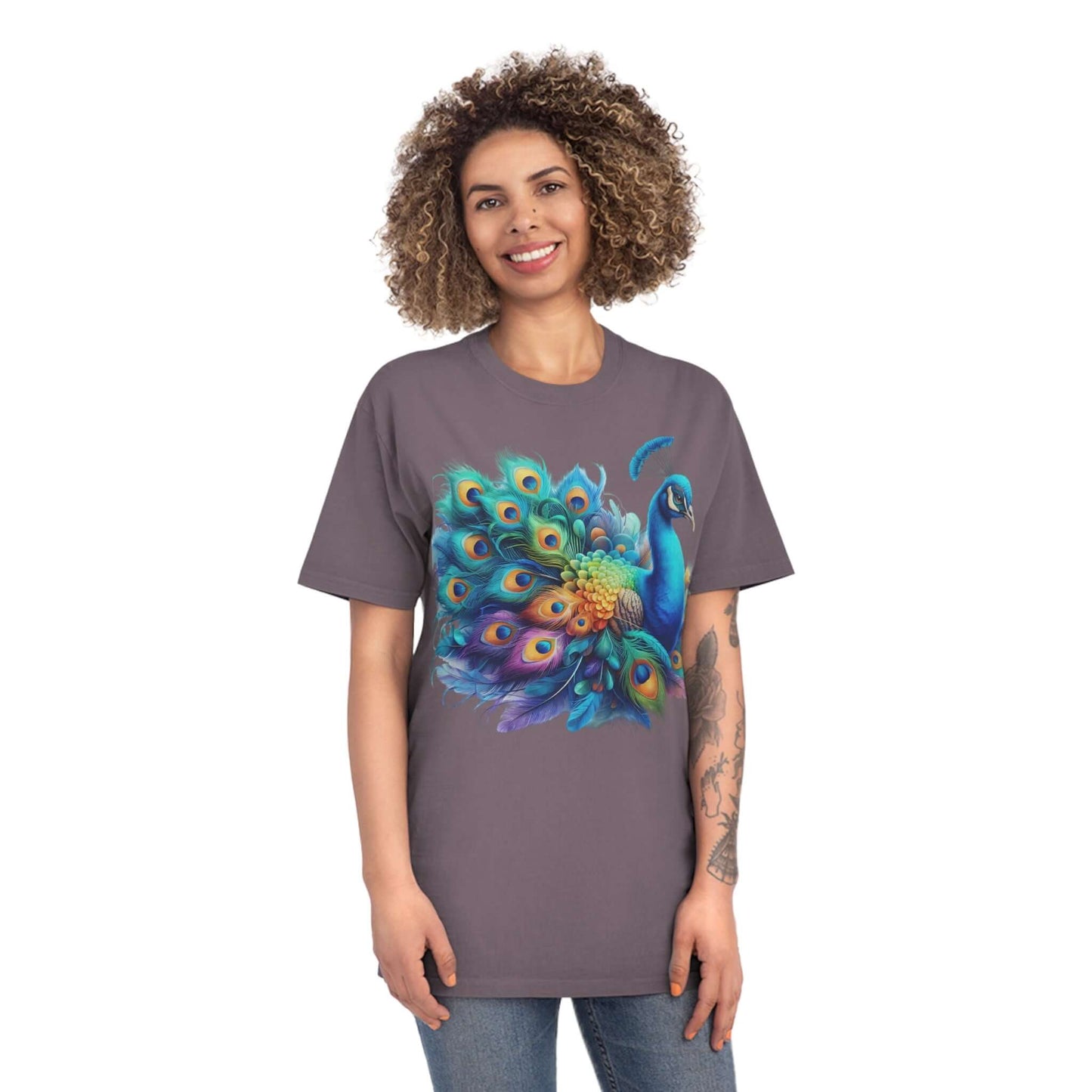 Cute Peacock Fashion Faded T Shirt
