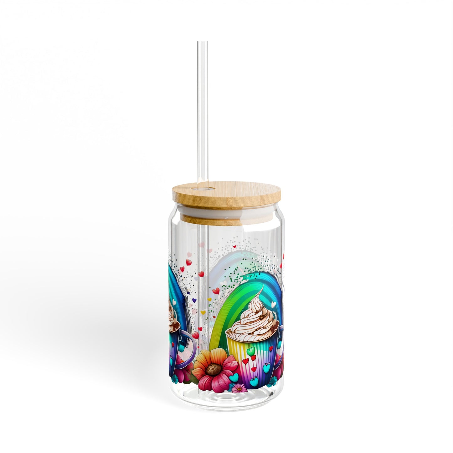 Rainbow Glass Tumbler With Straw - JOURNAL VENUE
