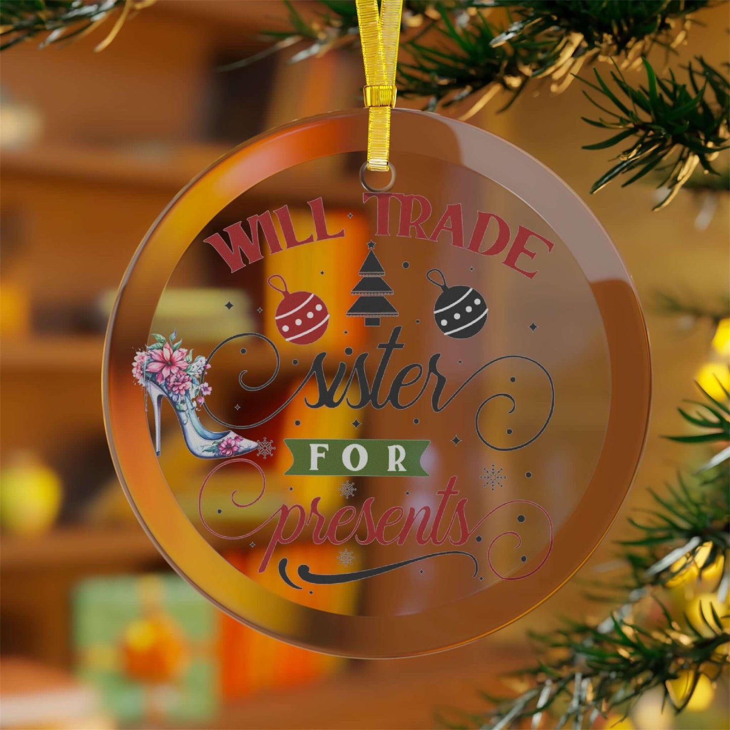 Trade Sister Presents Christmas Glass Ornaments