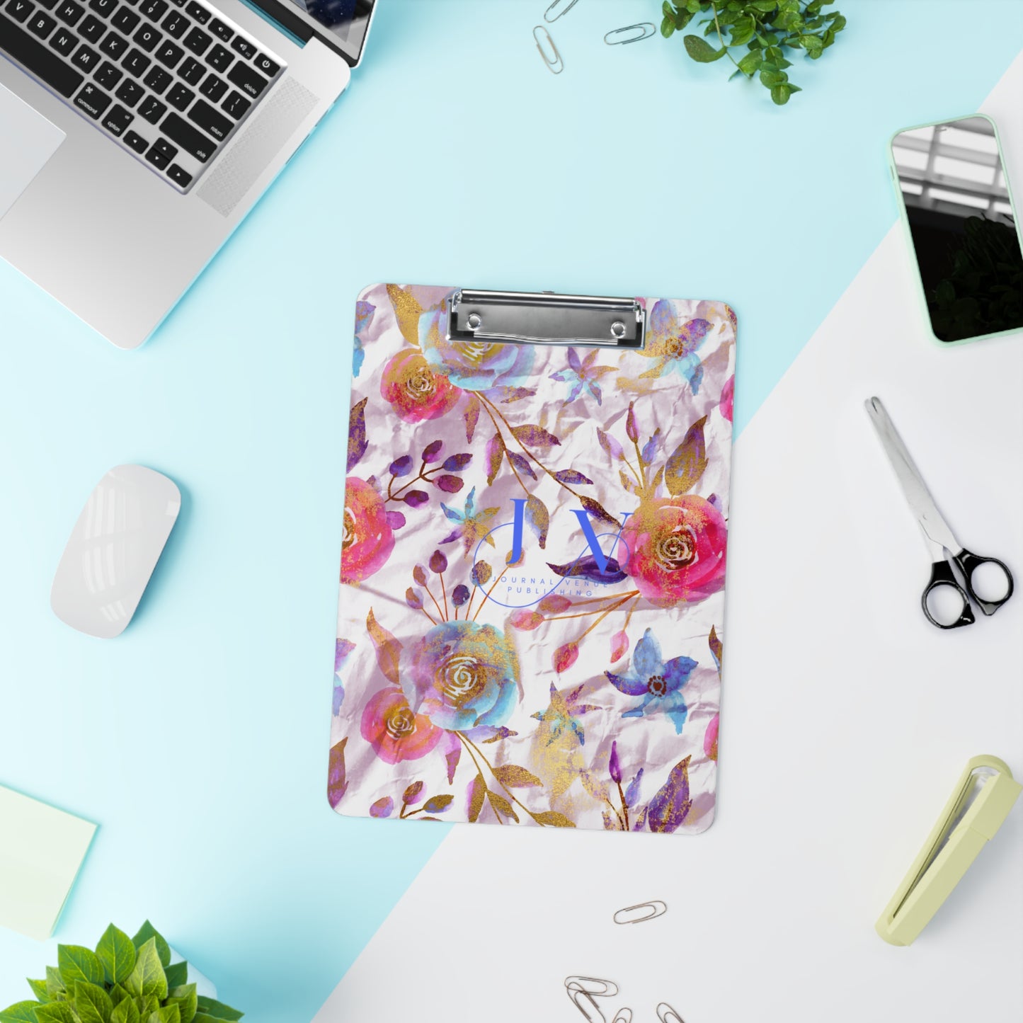 Pink Floral Office Clipboard - JOURNAL VENUE
