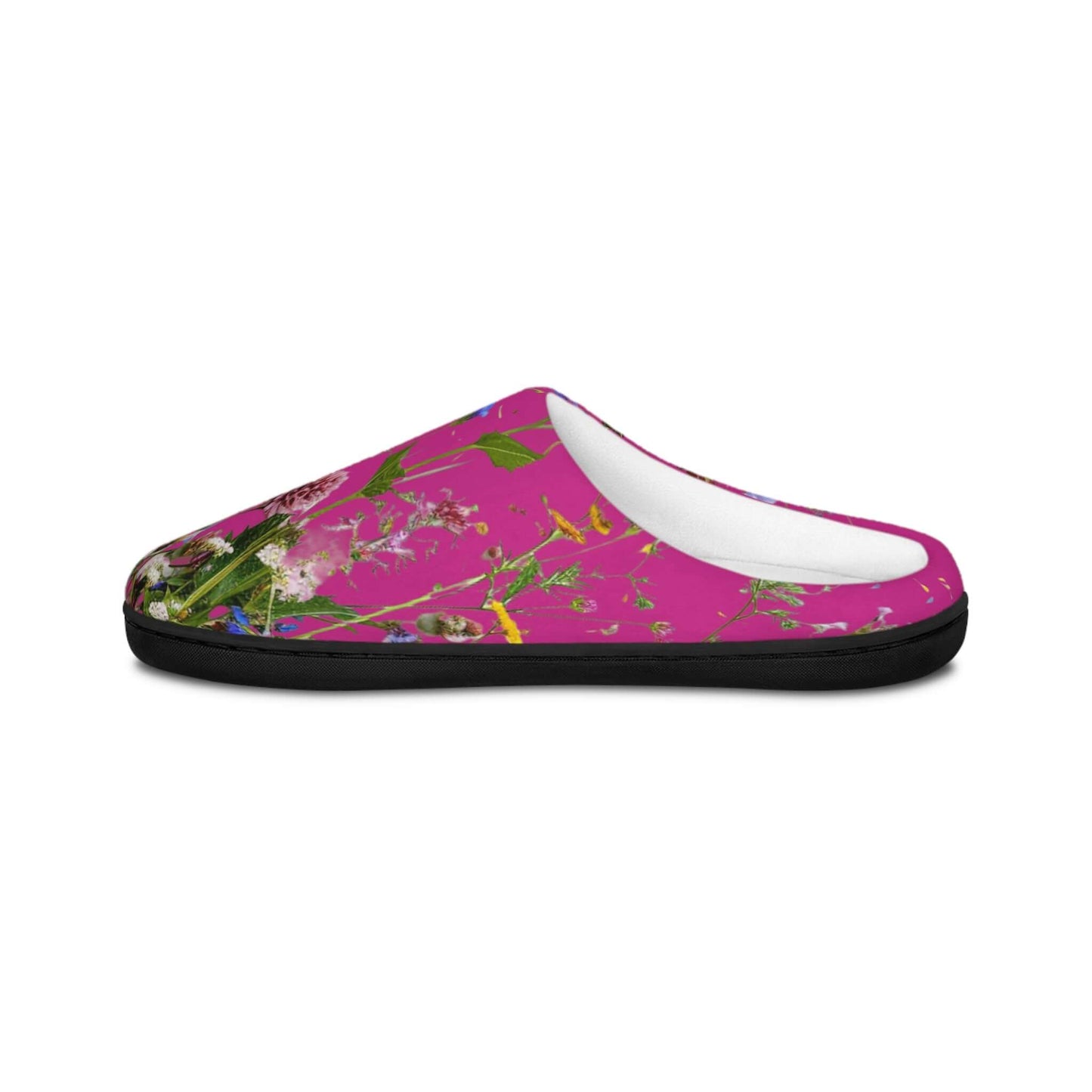 Pink Wild Flowers Women's Indoor Slippers - JOURNAL VENUE