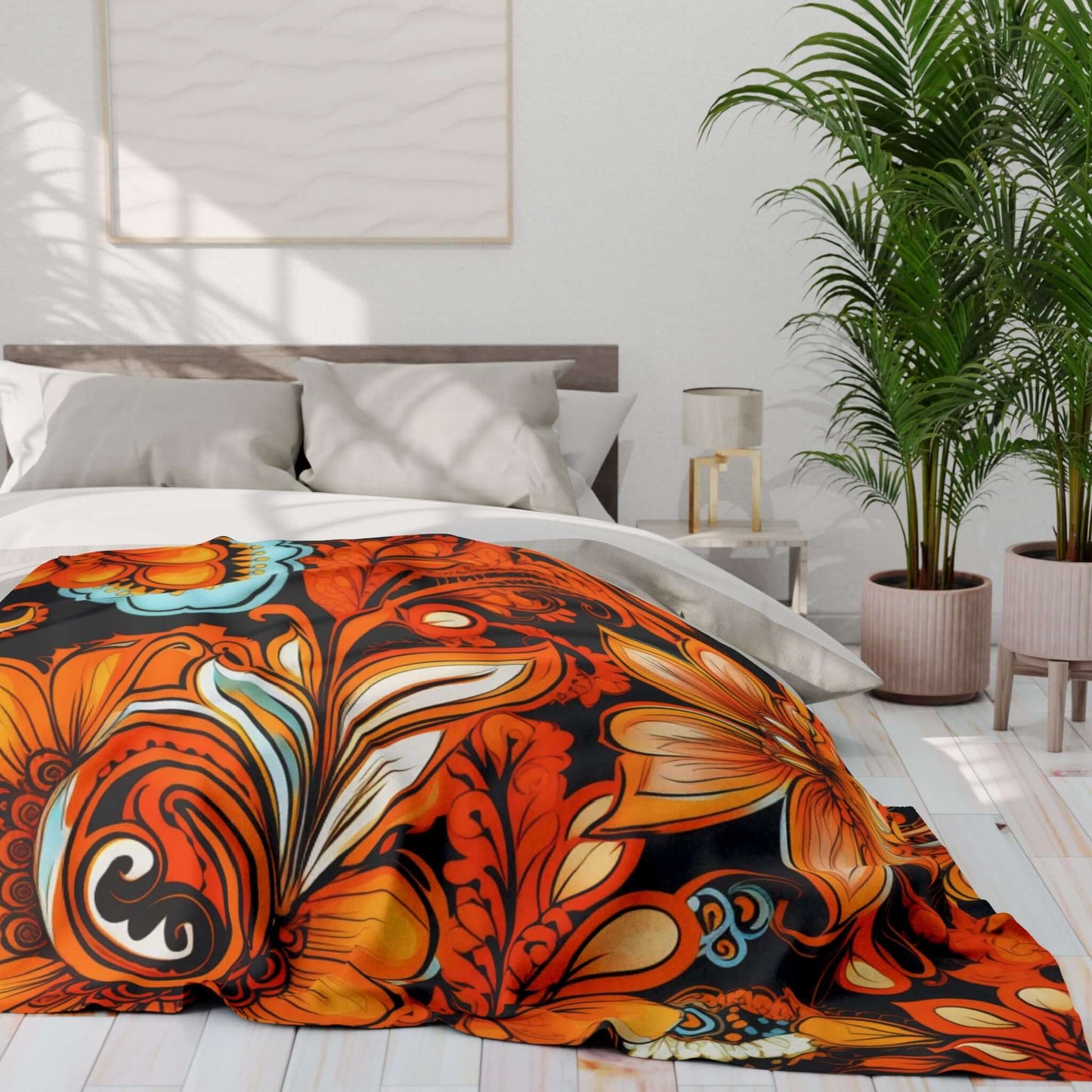 Fall Boho Paisley Arctic Fleece Blanket