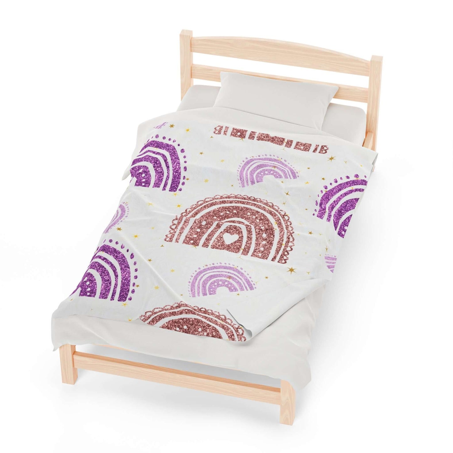 Boho Chic Rainbow Velveteen Plush Blanket