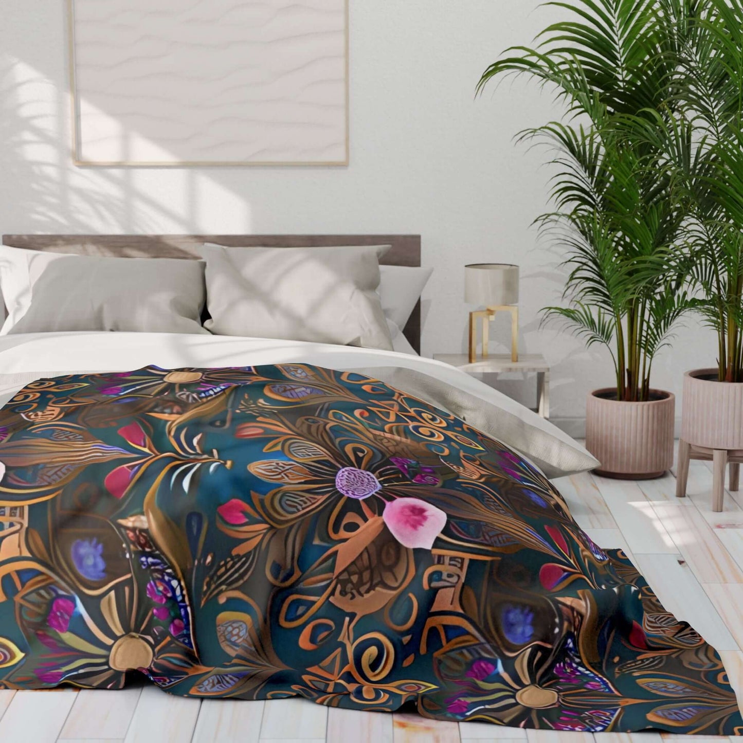 Boho Floral Arctic Fleece Blanket