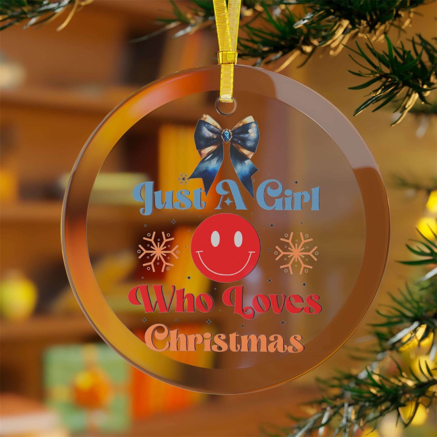 Just A Girt Who Loves Christmas Glass Ornaments