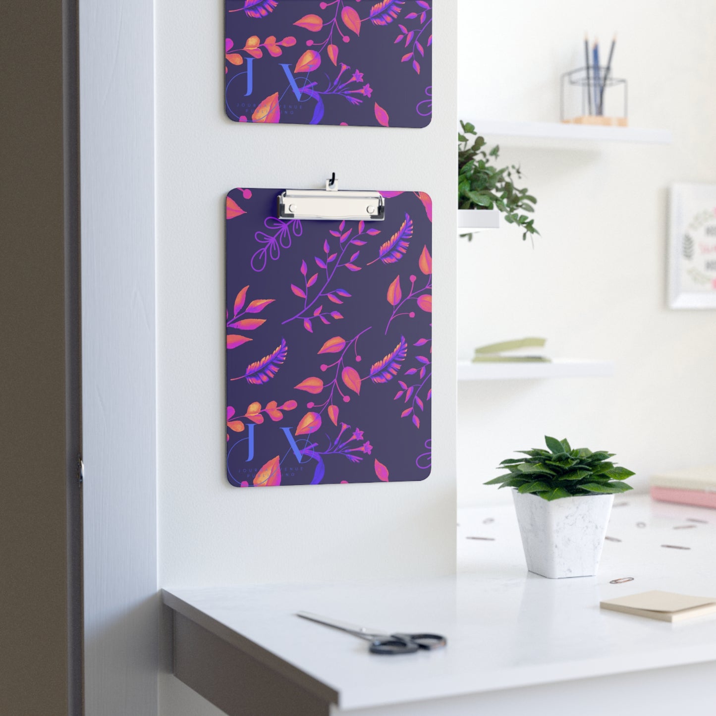 Home Office Purple Leaf Floral Clipboard - JOURNAL VENUE