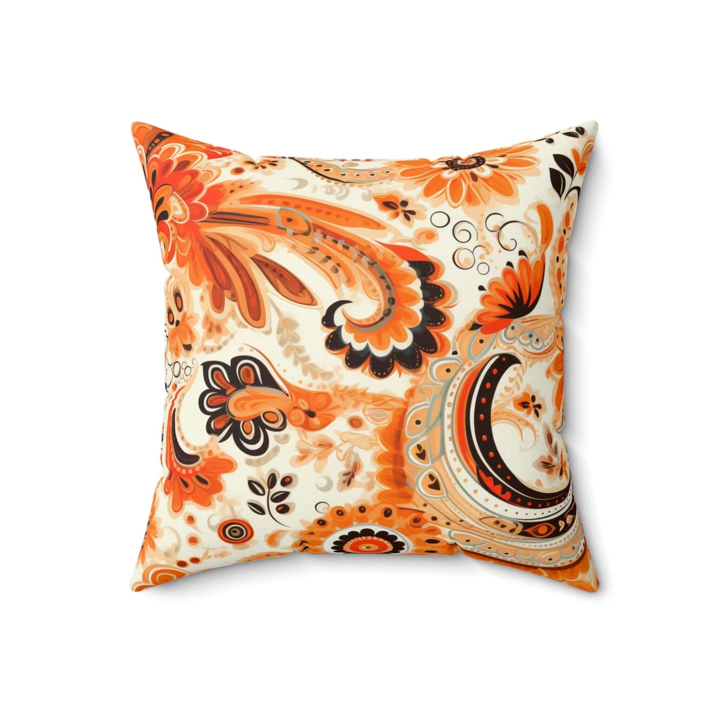 Cute Fall Boho Paisley Square Pillow