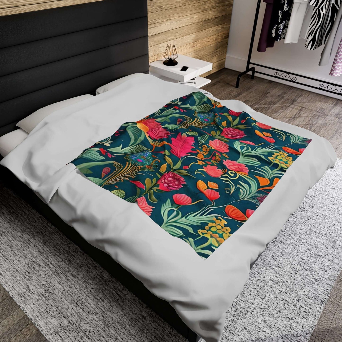Floral Boho Velveteen Plush Blanket