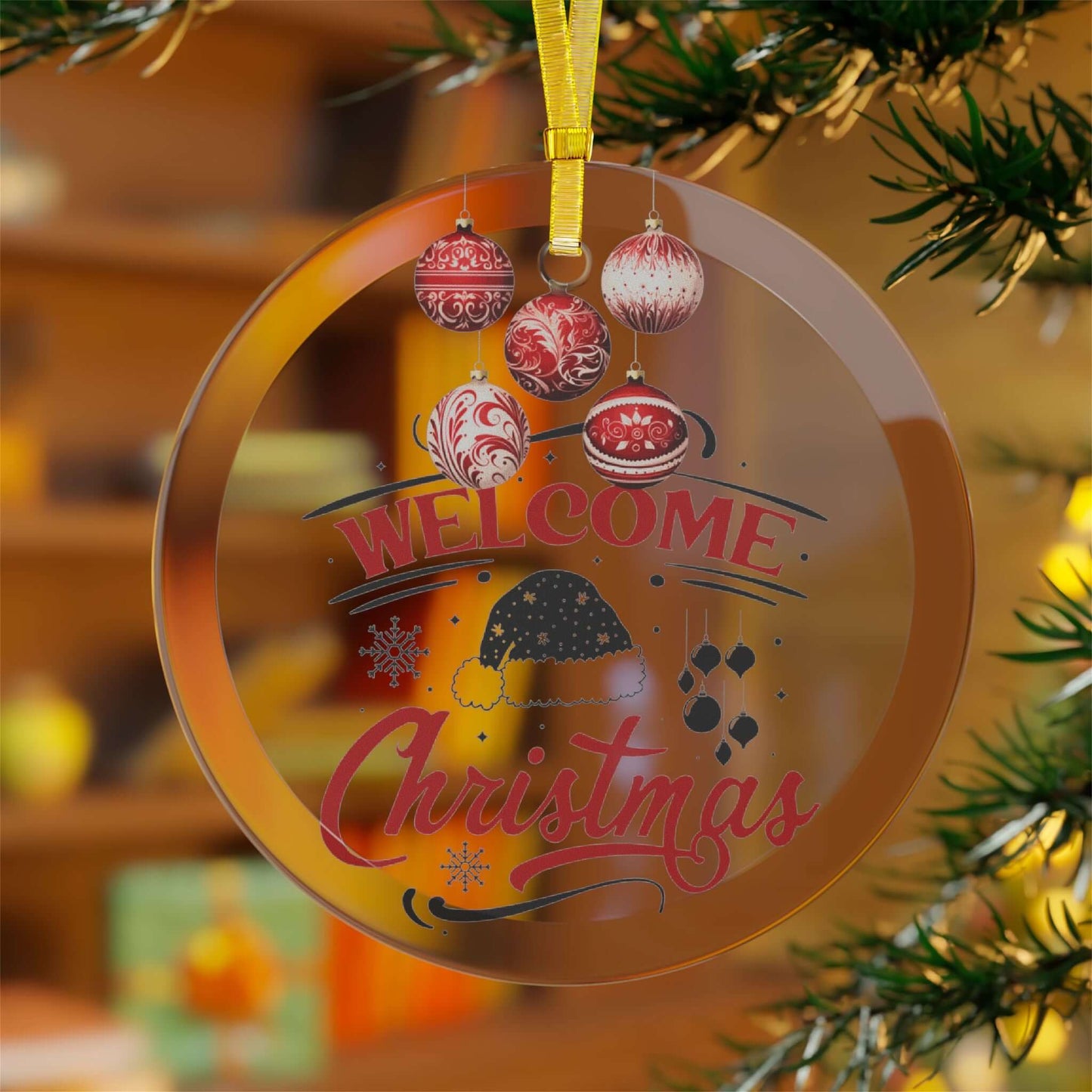 Welcome Christmas Glass Ornaments