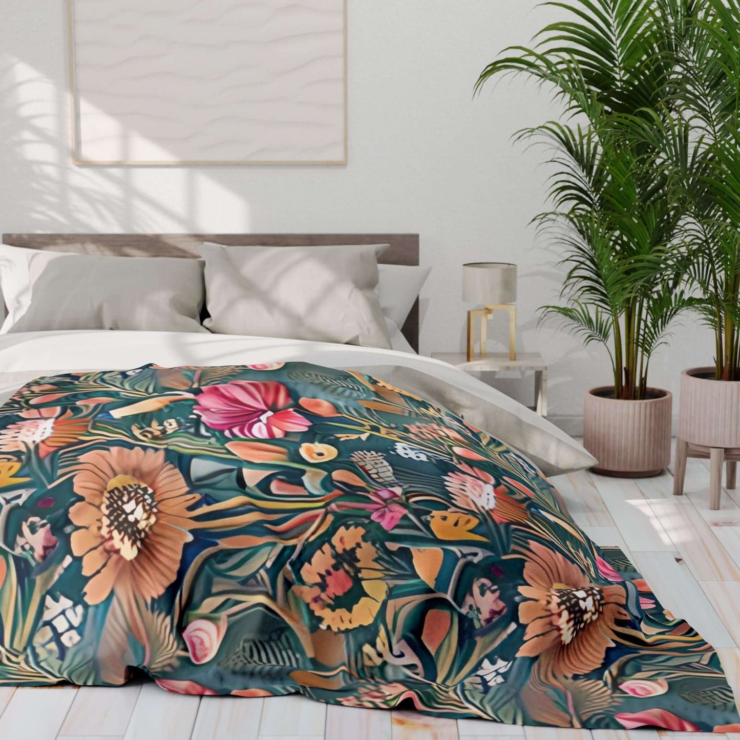 Chic Boho Floral Arctic Fleece Blanket