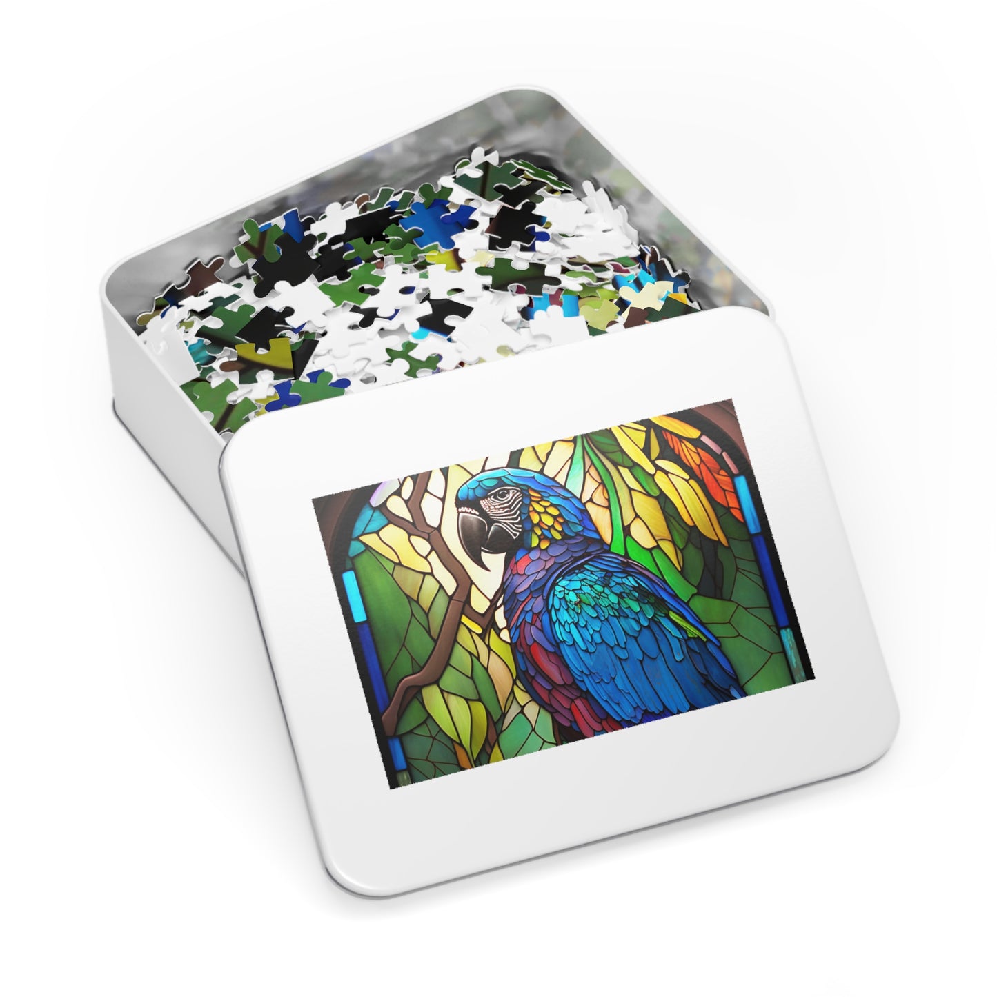 Stained Glass Blue Macaw Jigsaw Puzzle - JOURNAL VENUE