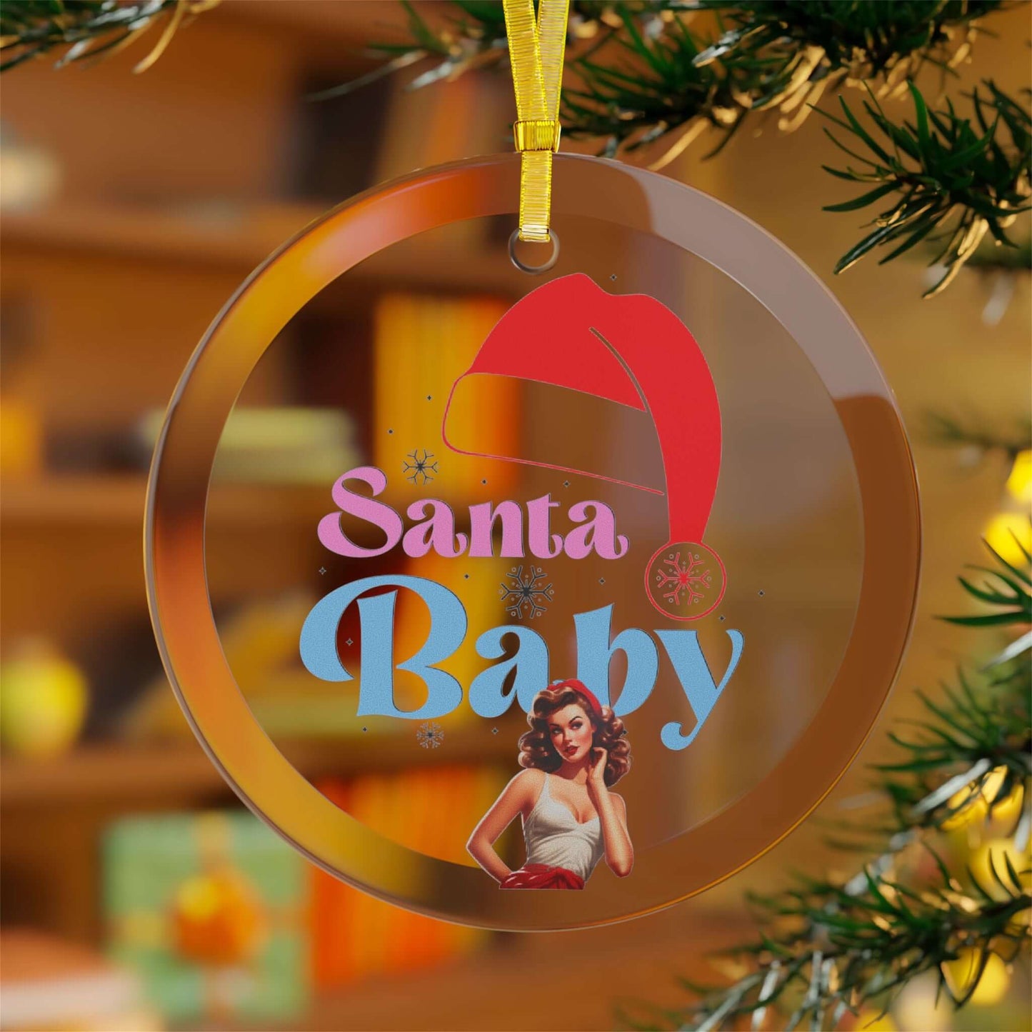 Santa Baby Christmas Glass Ornaments