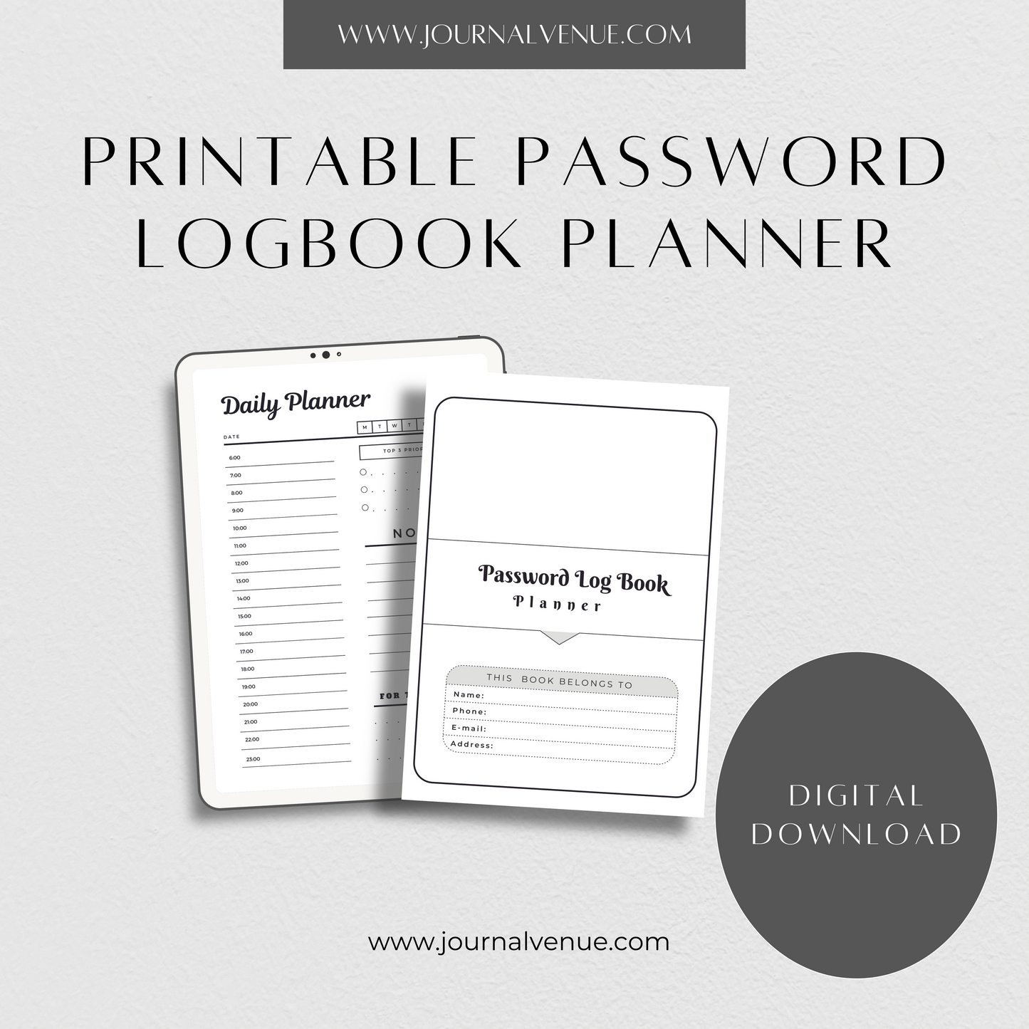Printable Password Logbook Digital Planner - JOURNAL VENUE
