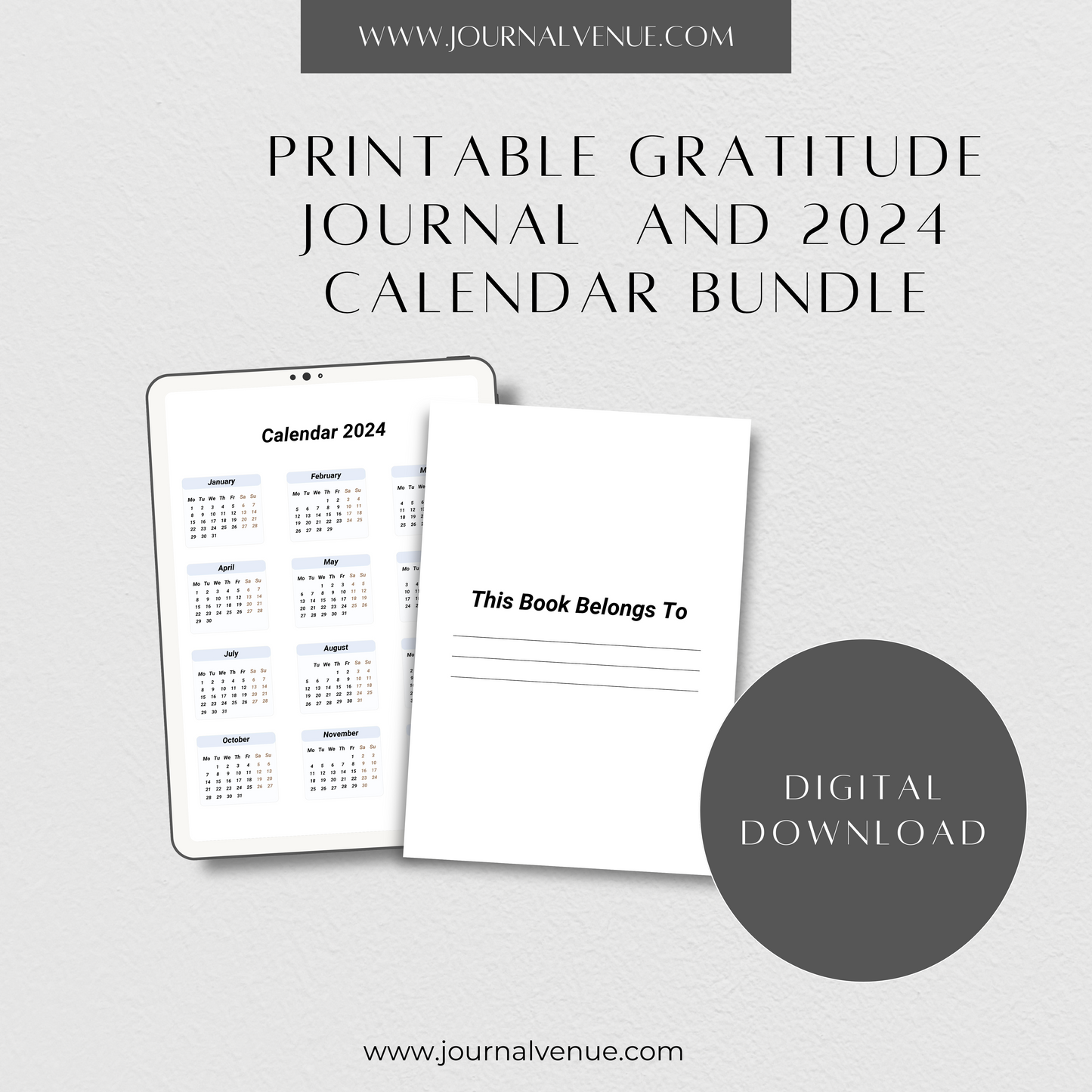 Gratitude Journal and 2024 Calendar Bundle -JOURNAL VENUE