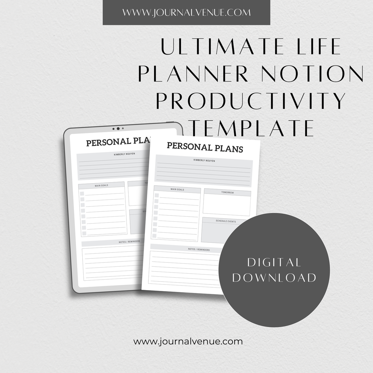 Ultimate Life Planner Notion Template - JOURNAL VENUE
