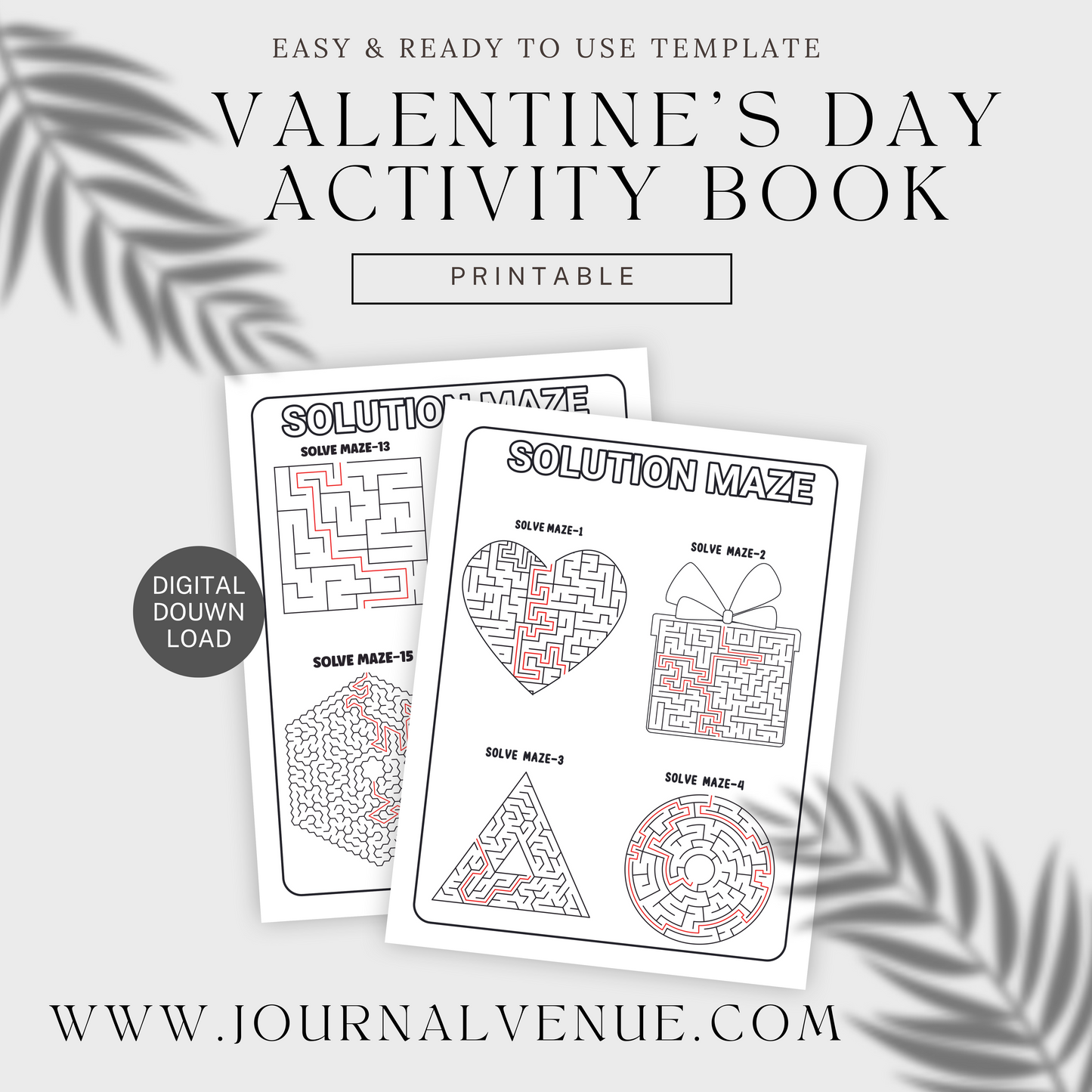 Valentines Day Creative Activity Book & Maze Puzzle Bundle - JOURNAL VENUE