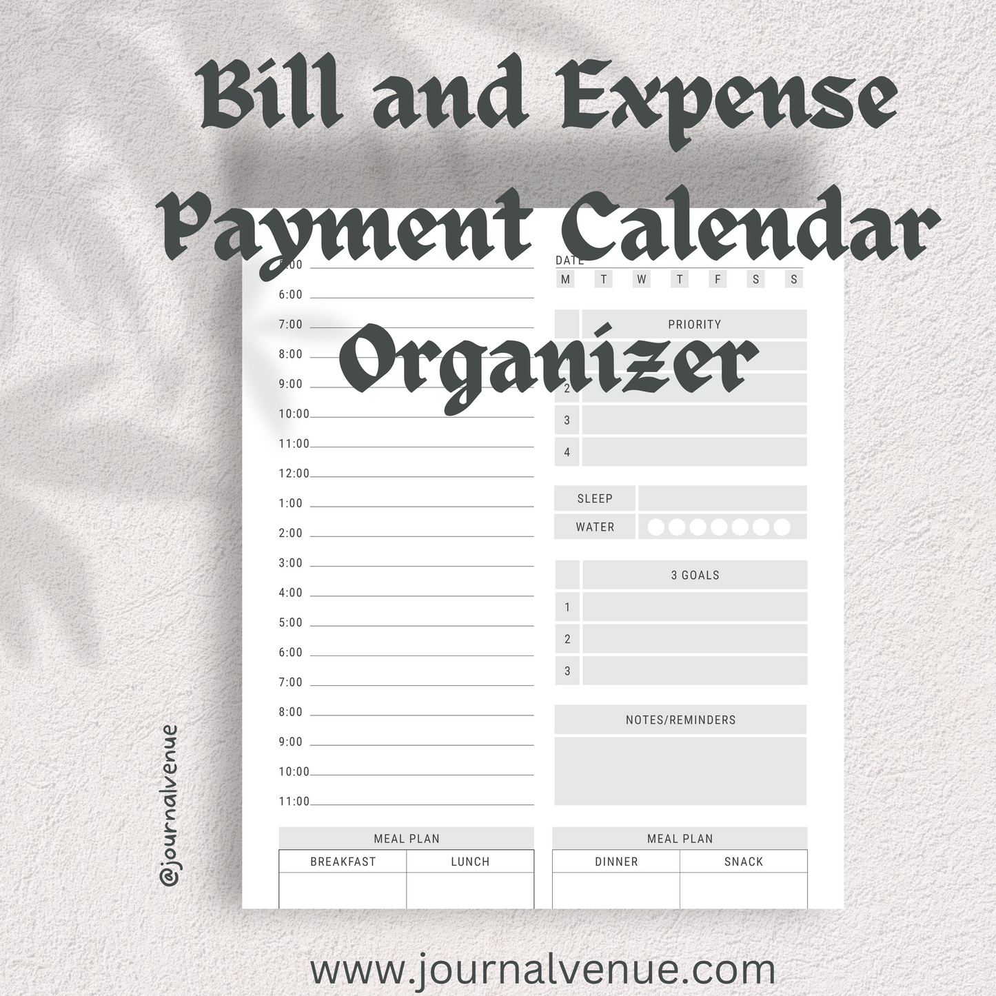 Bill and Expense Payment Calendar Organizer Bundle- JOURNAL VENUE