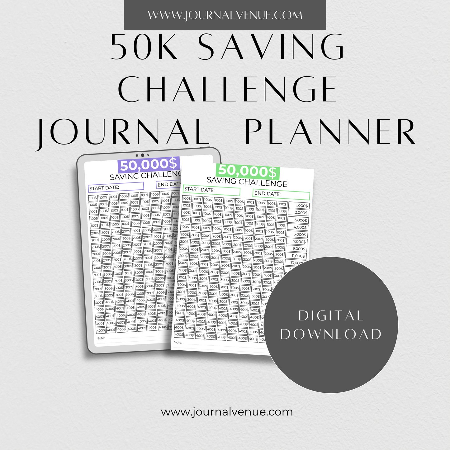 Million Dollar Savings Challenge Journal Planner- JOURNAL VENUE