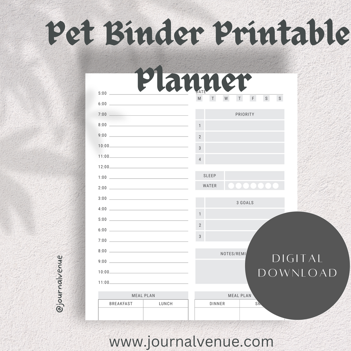 Pet Binder Printable Planner Journal - JOURNAL VENUE