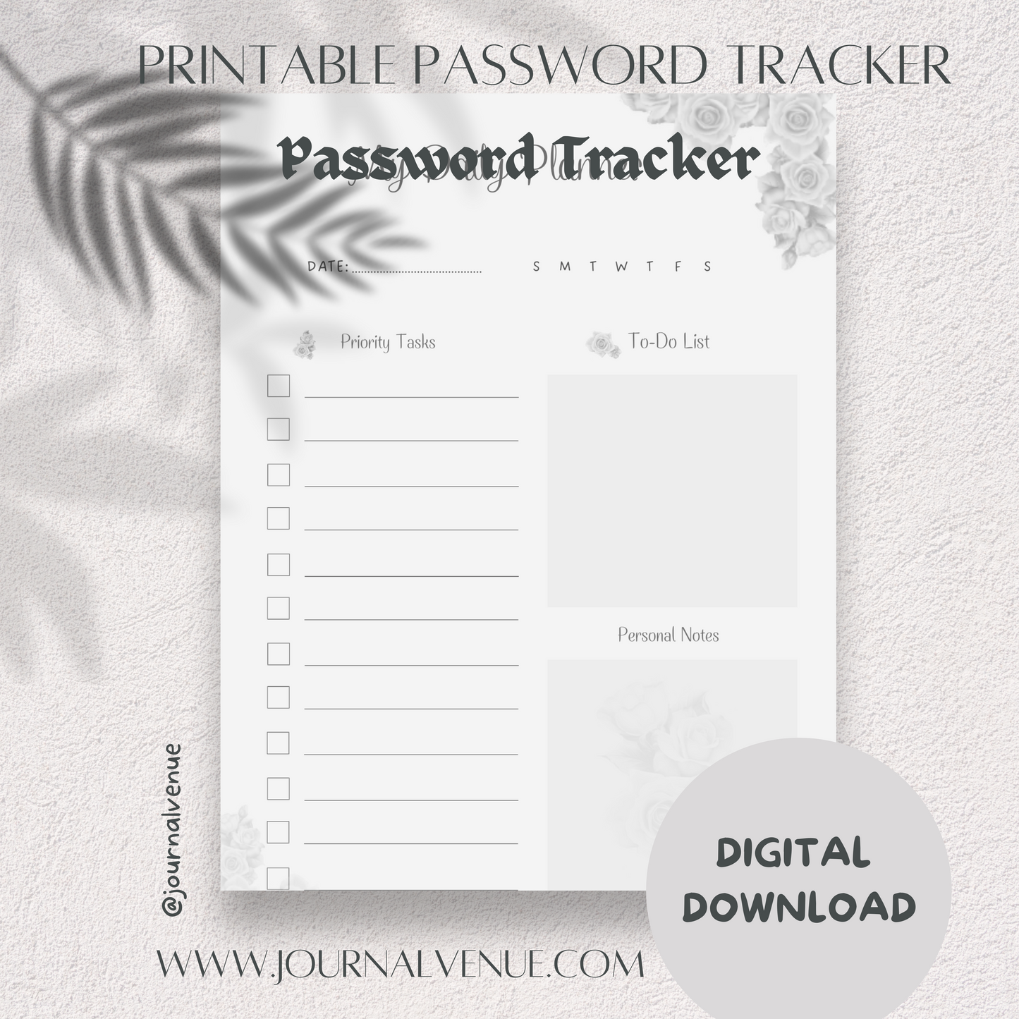 Printable Password Tracker Journal - JOURNAL VENUE