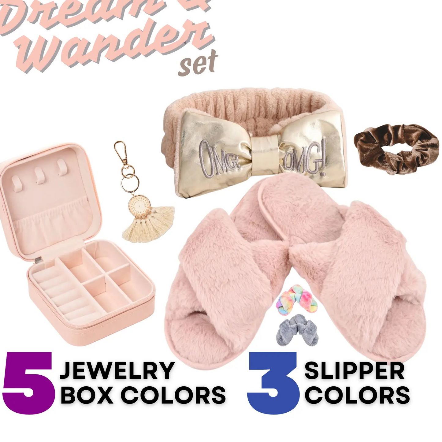You Are Amazing Dream & Wander Set featuring jewelry box, cozy slippers, and accessories for comfort and style.