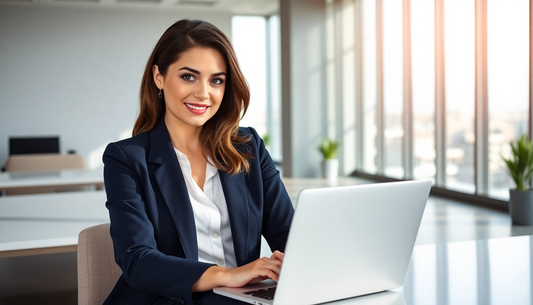 Unique Stationery Gifts: How to Choose the Perfect Notebook for Every Occasion - Woman at a laptop in modern office.