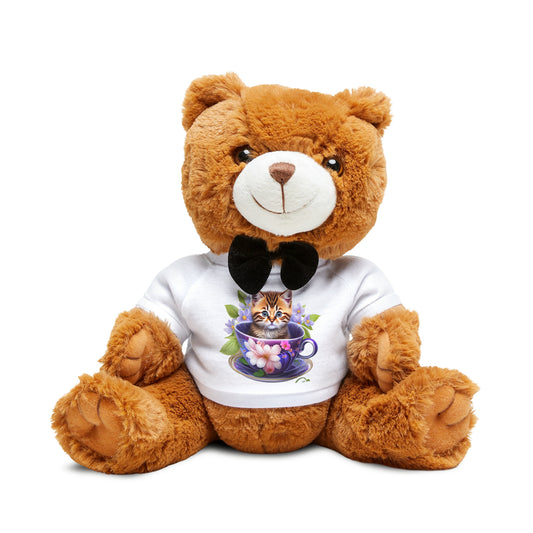 Plush Tea Cup Cat Teddy Bear with T-Shirt - JOURNAL VENUE