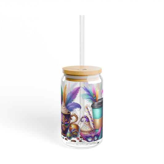 Mardi Gras Iced Coffee Glass Tumbler, 16oz - JOURNAL VENUE