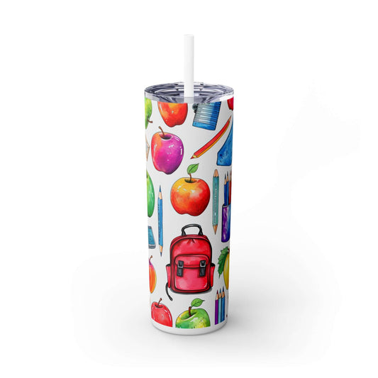 College Back To School Skinny Tumbler with Straw, 20oz = JOURNAL VENYE