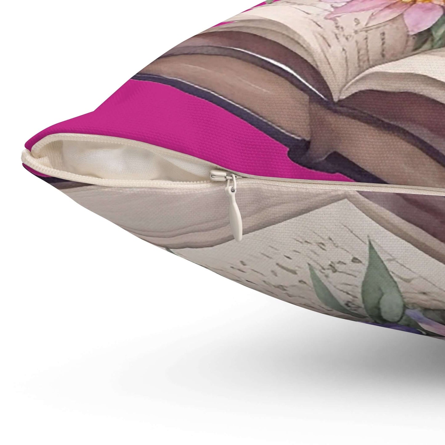 Pink Floral Book Square Pillow