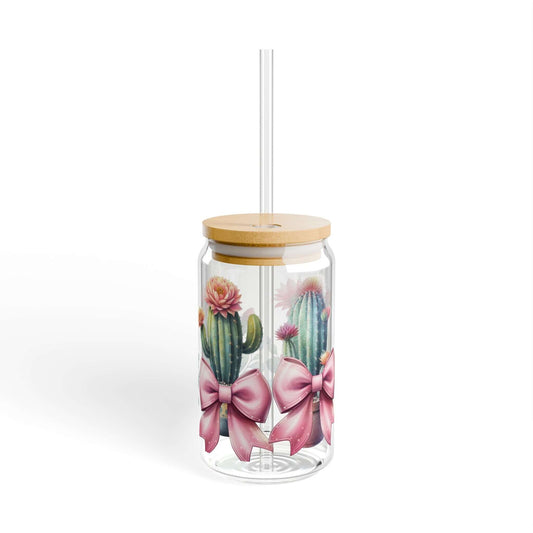 Pink Coquette Cactus Coffee Glass Tumbler - JOURNAL VENUE