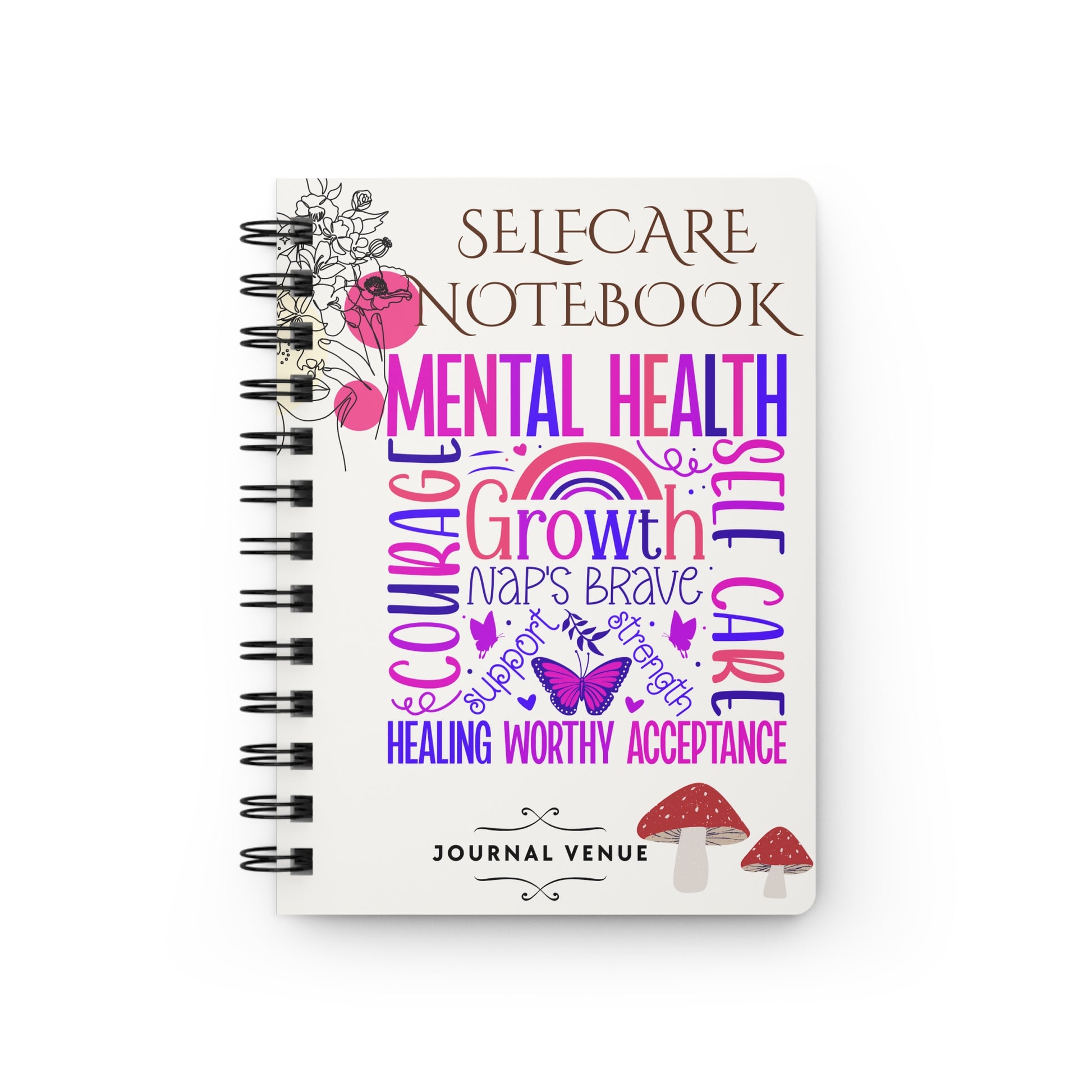 Mental Health SelfCare Lined Journal Notebooks - JOURNAL VENUE
