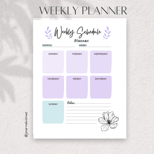 Printable Weekly Planner and Schedule Planner - JOURNAL VENUE