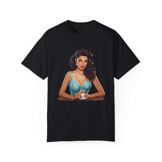 Vintage Fashion Pin Up Coffee Girl T-shirt - JOURNAL VENUE