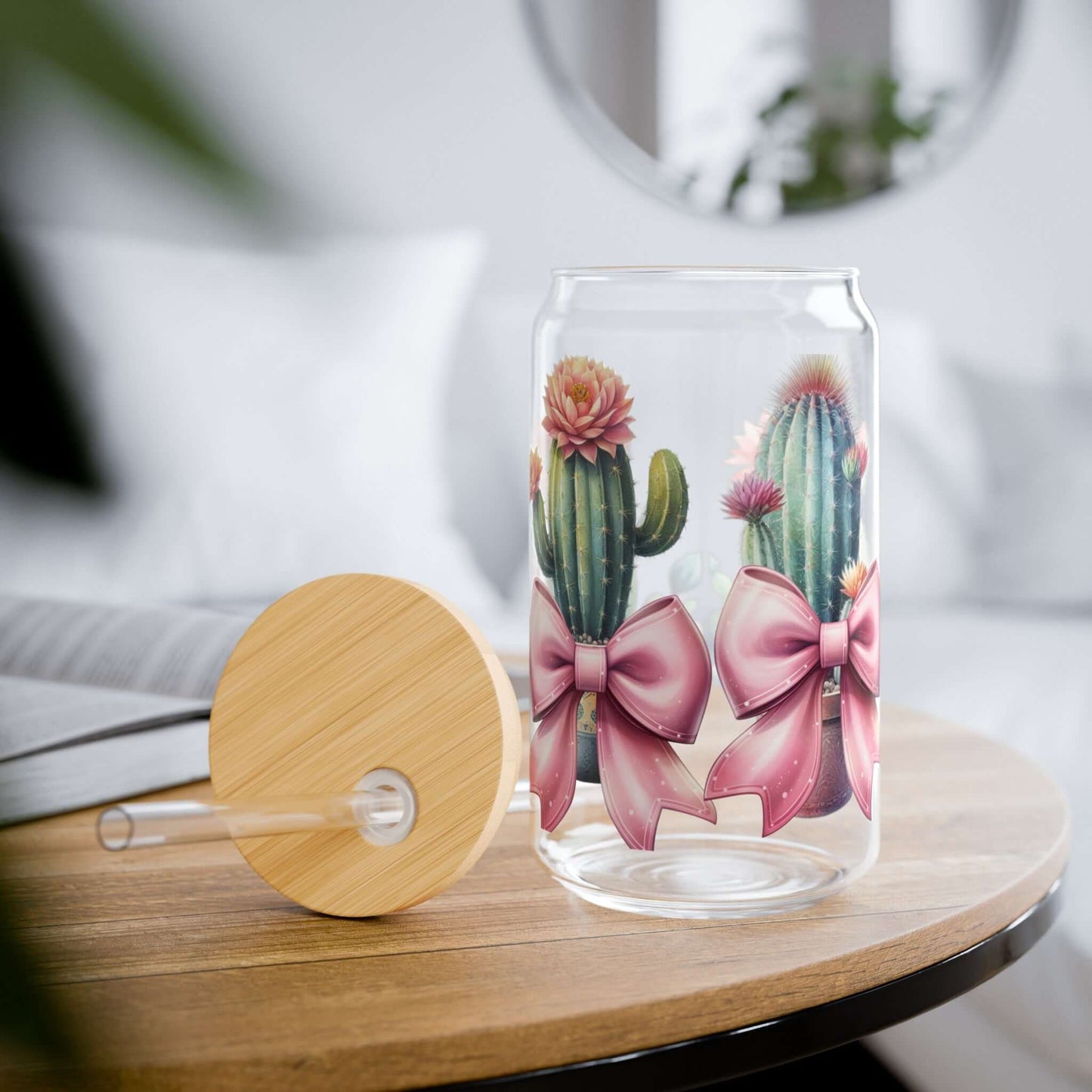 Pink Coquette Cactus Coffee Glass Tumbler - JOURNAL VENUE