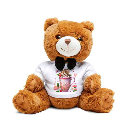 Cute Tea Cup Cat Teddy Bear with T-Shirt - JOURNAL VENUE