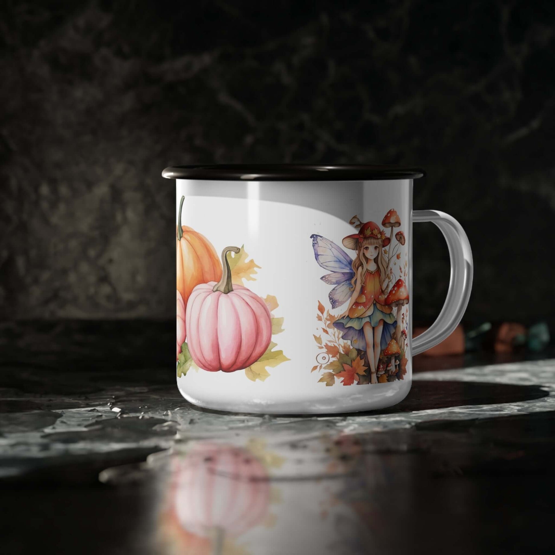 Fall Fairy Pumpkin Enamel Coffee Mug - JOURNAL VENUE