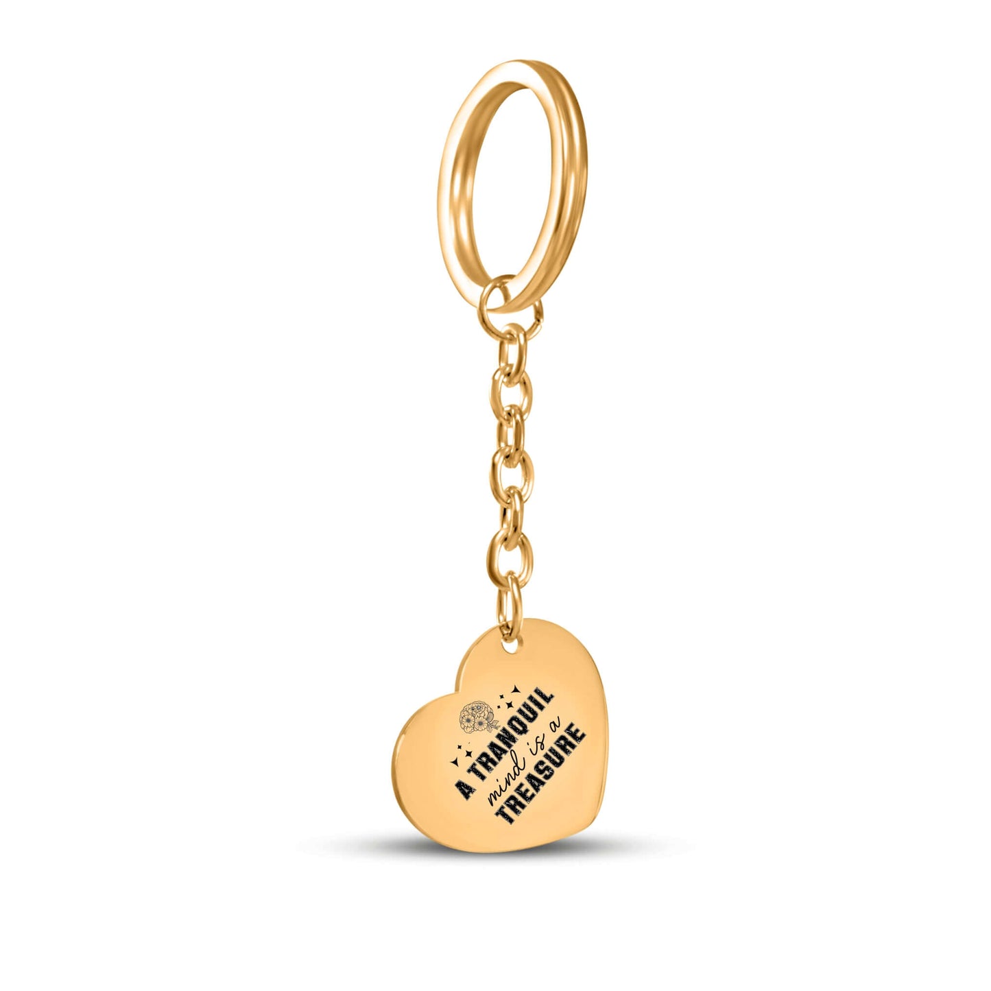 A tranquil mind is a treasure Heart Keychain