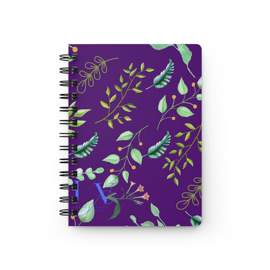 Purple Green Leaf Floral Notebooks Lined Journal - JOURNAL VENUE